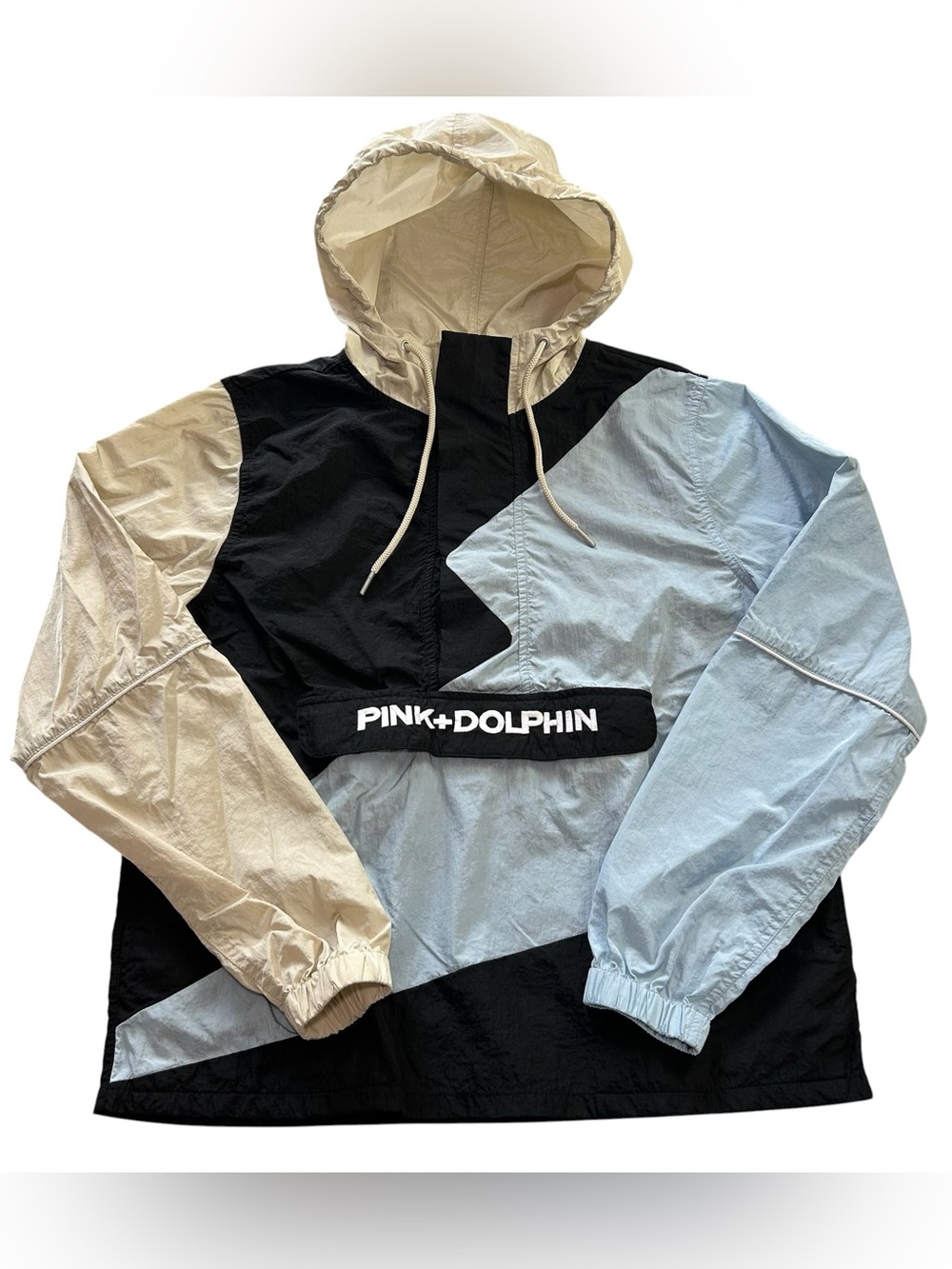 Pink Dolphin Men’s Y2K Colorblock Wave Crew Anorak 1/4 Windbreaker Jacket size S
